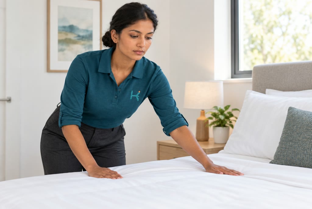 Illustrative short-term rental turnover scene