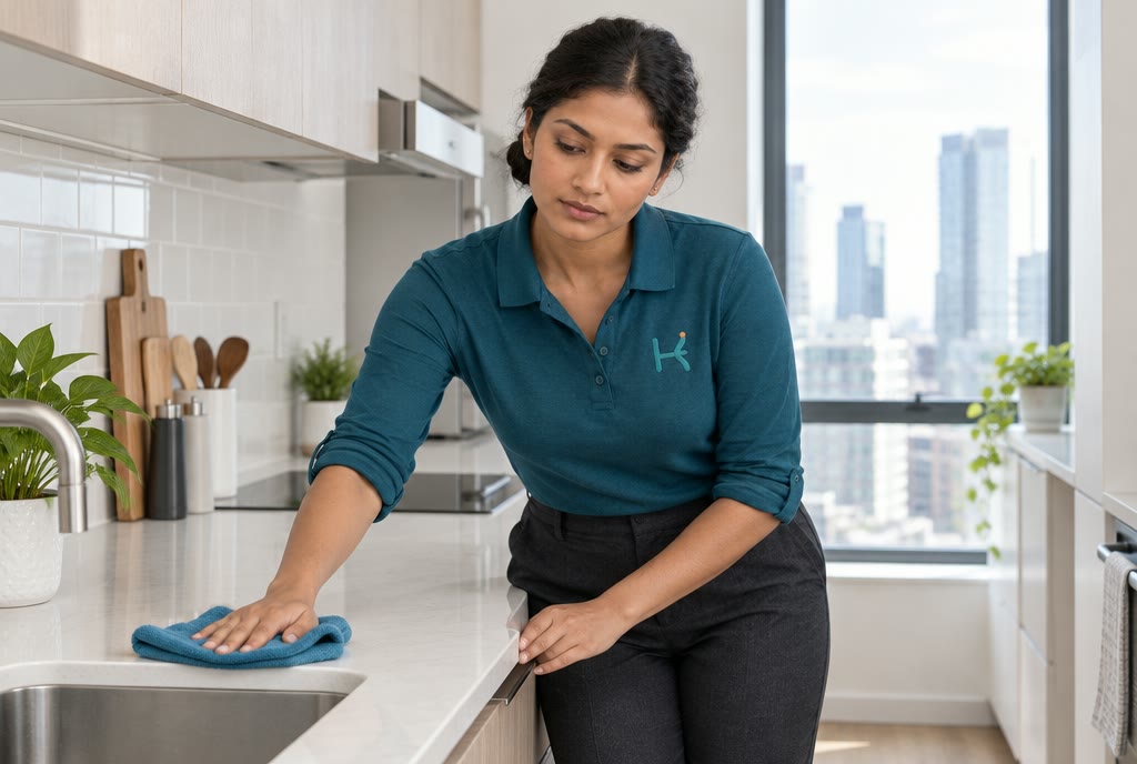Illustrative condo & apartment cleaning scene